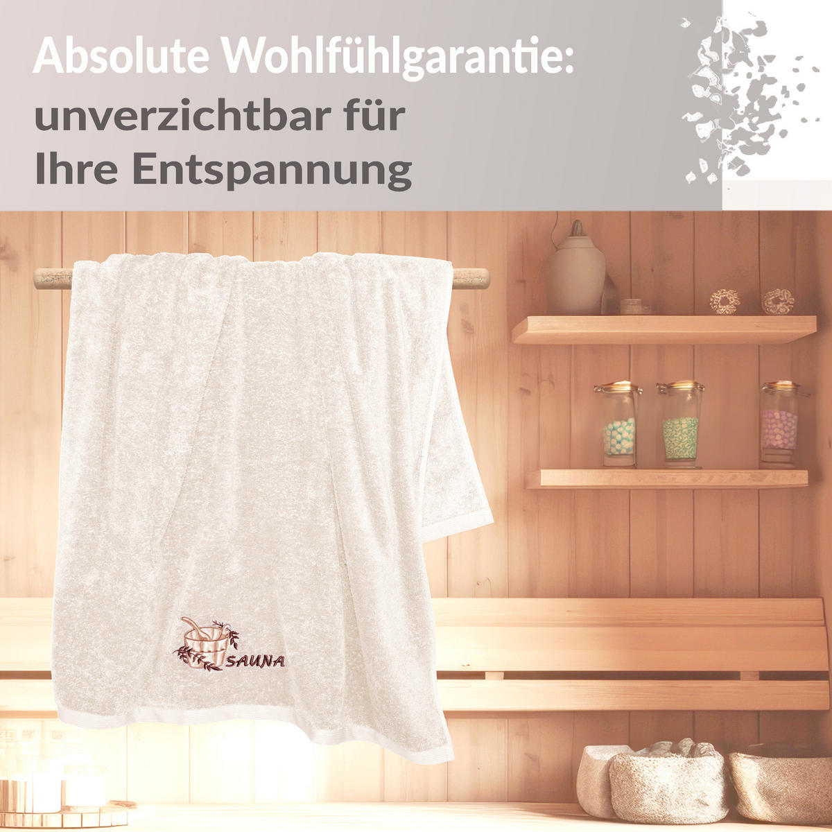 SAUNATUCH Lillby Natur 100x200 cm - Naturfarben, Textil (100/200cm) - Lashuma