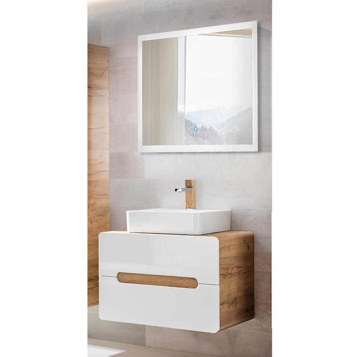 BADMÖBEL-SET 2-TLG. Luton-56 - Weiß, Holzwerkstoff (80/200/46cm) - Lomado