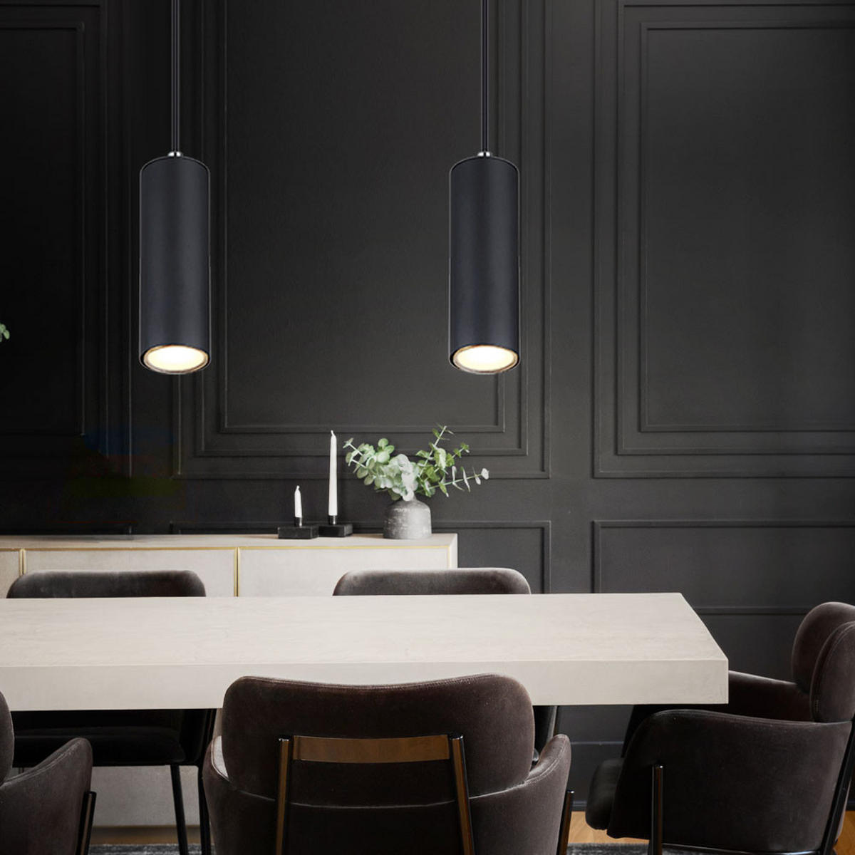 HÄNGELEUCHTE Metall Schwarz matt 2er Set - Schwarz, Metall (9/9/120cm) - Globo Lighting