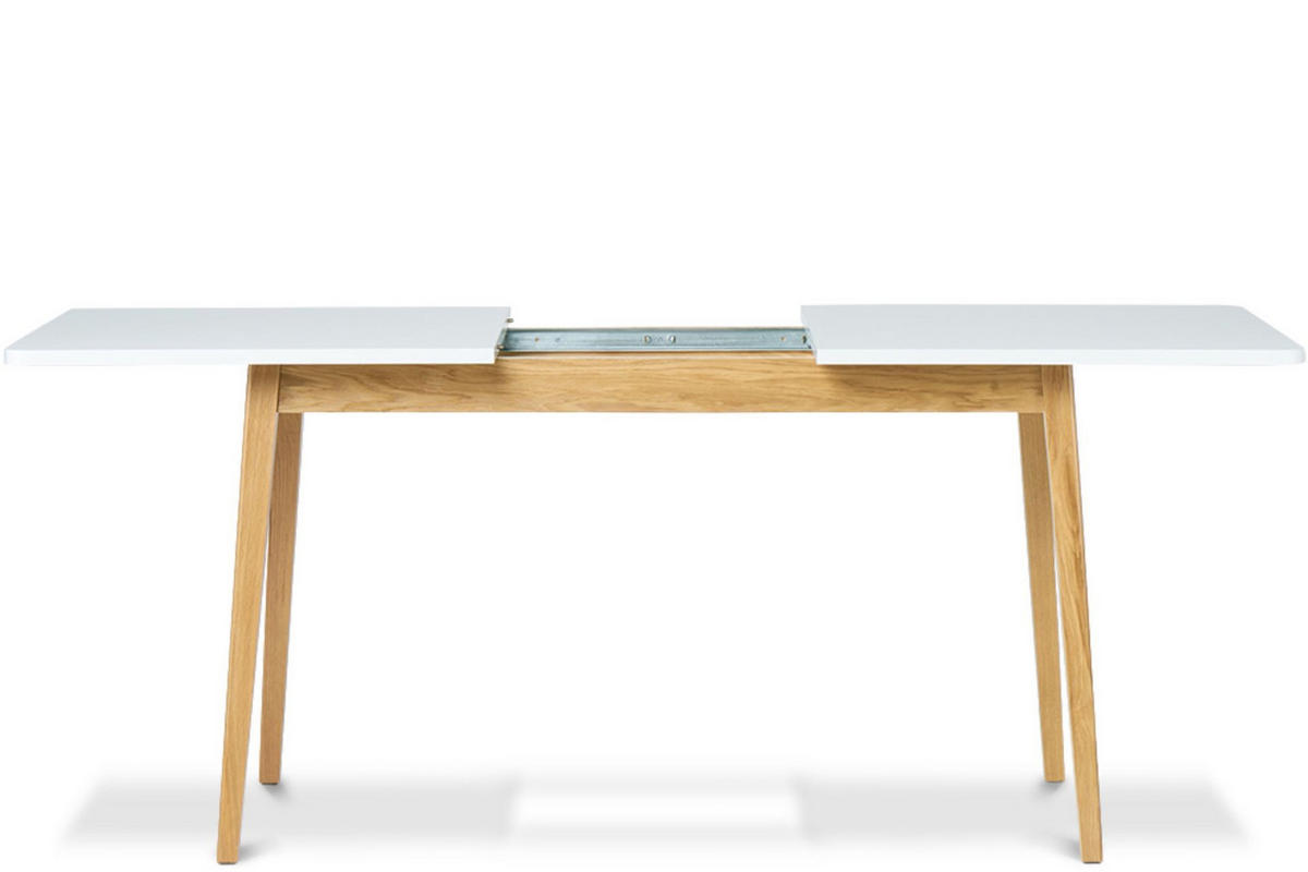 AUSZIEHBARER-ESSTISCH FRISK Skandinavischer Stil, weiß - Eichefarben/Weiß, Eichenholz/Holzwerkstoff (90/160/75cm) - KONSIMO®