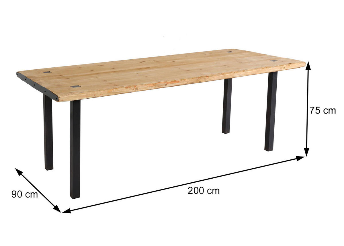 ESSTISCH Braun, Metall - Silberfarben/Braun, Holz (90/200/75cm) - MCW