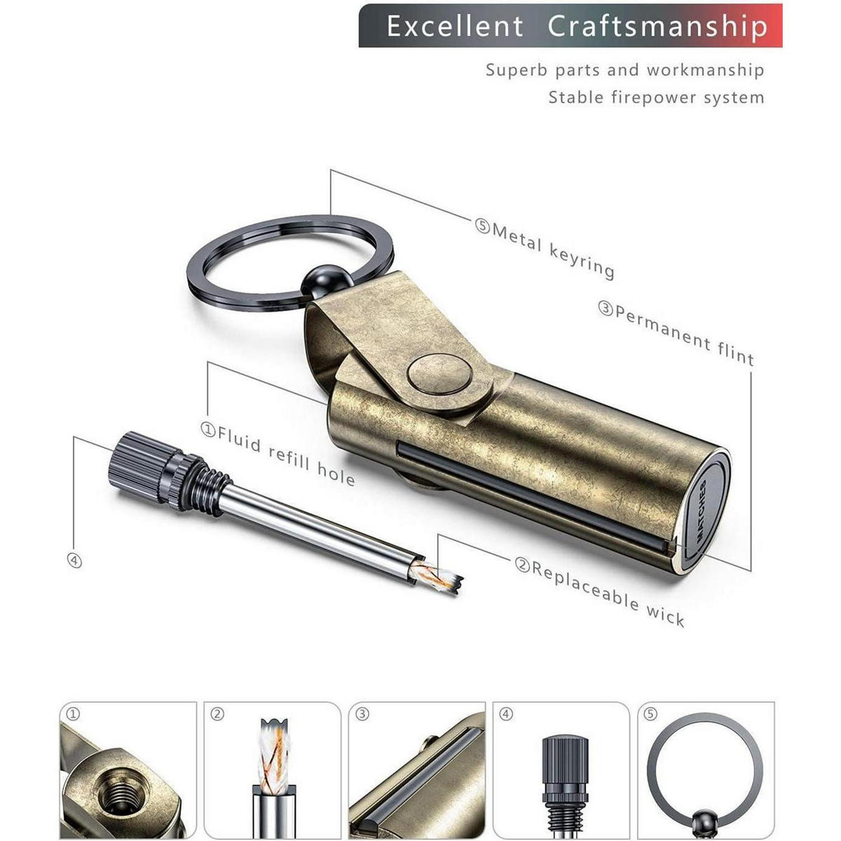 EWIGES Streichholz 2er Set mit Schlüsselanhänger - Multicolor, Metall (1.8/1.8/7.5cm)
