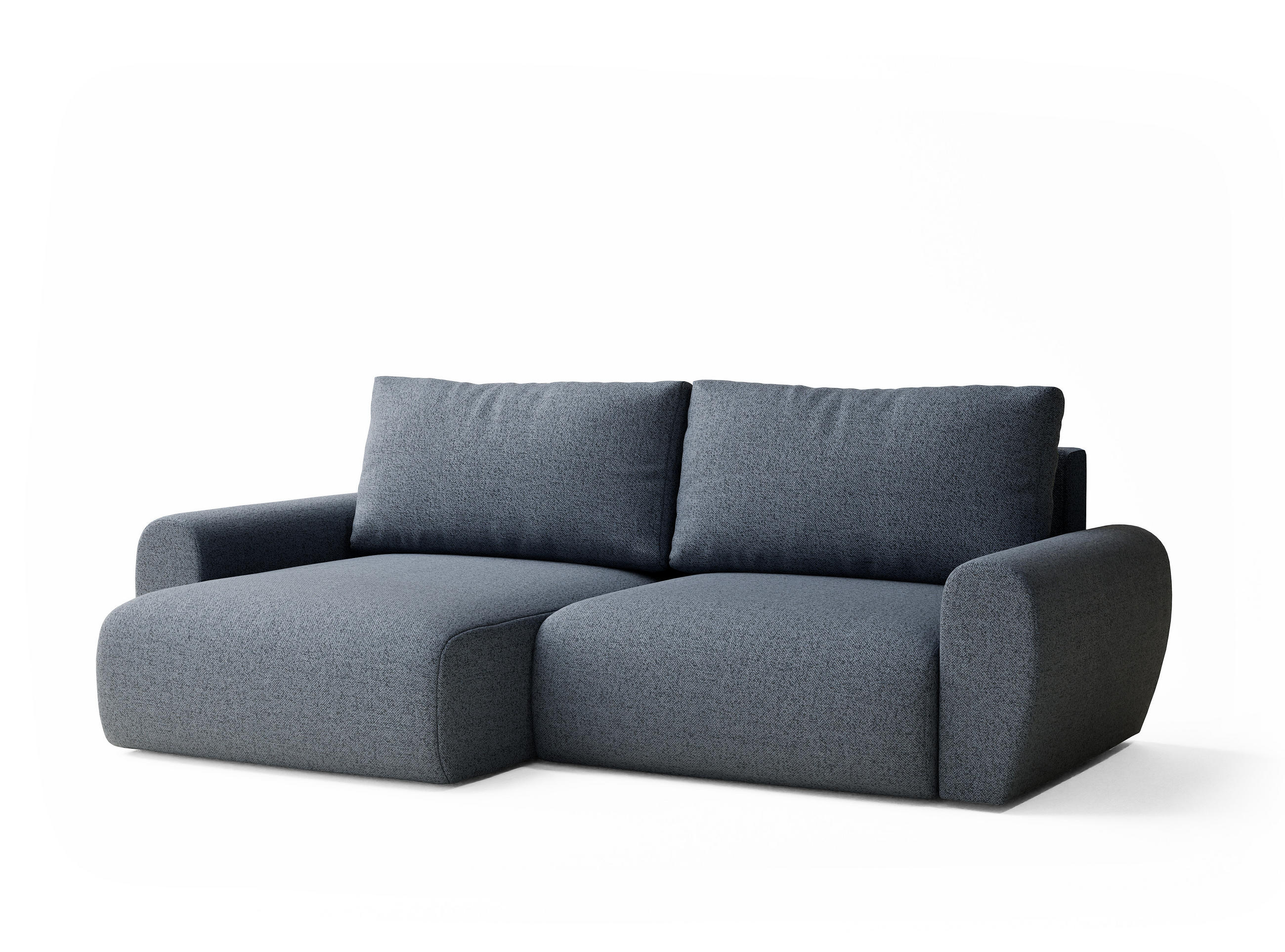 ECKSOFA MIT SCHLAFFUNKTION Numba Blau Webstoff - Blau/Schwarz, Holz/Holzwerkstoff (253/153cm) - Maison de Reve