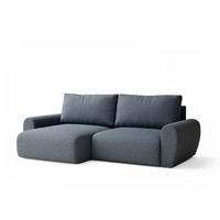 ECKSOFA MIT SCHLAFFUNKTION Numba Blau Webstoff - Blau/Schwarz, Holz/Holzwerkstoff (253/153cm) - Maison de Reve
