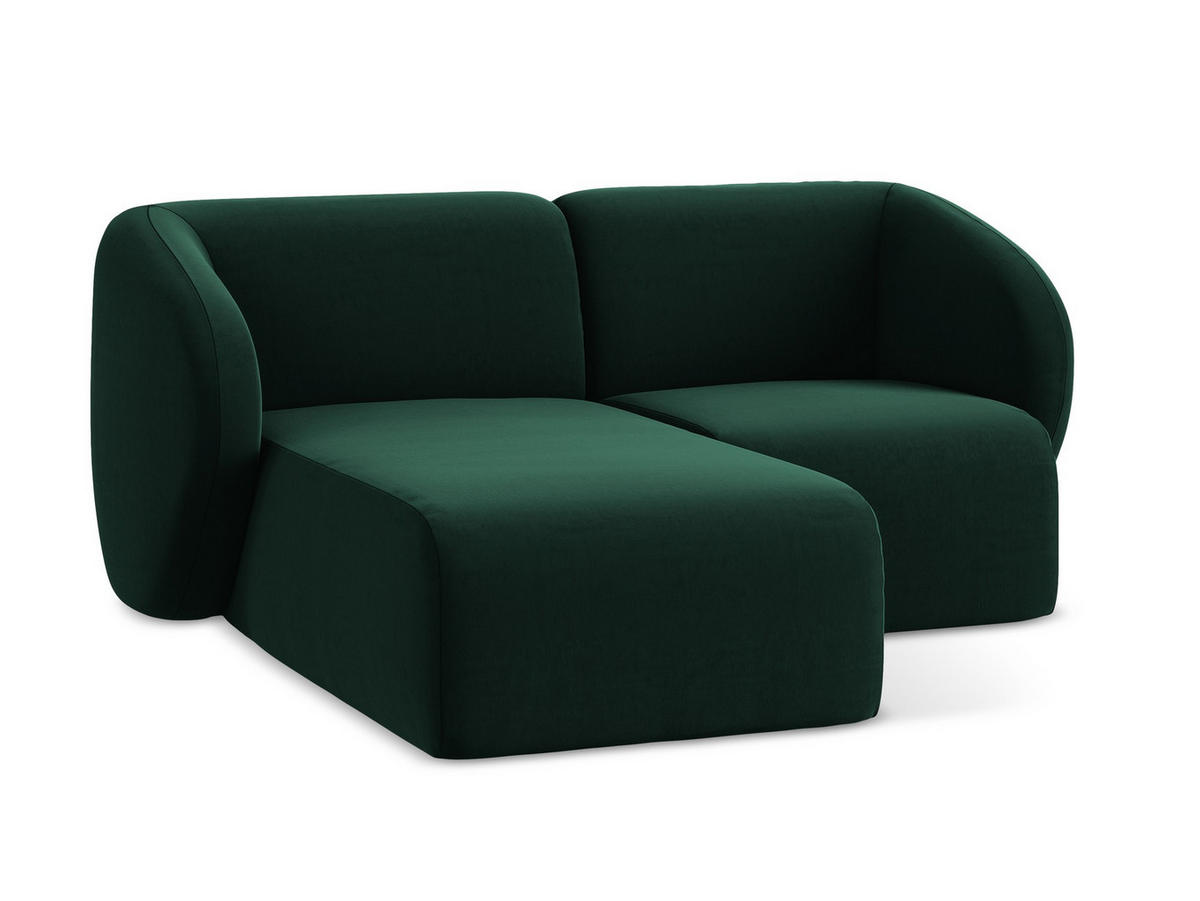 ECKSOFA Links Samt Stoff Grün - Dunkelgrün/Schwarz, Holzwerkstoff/Kunststoff (178/166cm) - Makamii