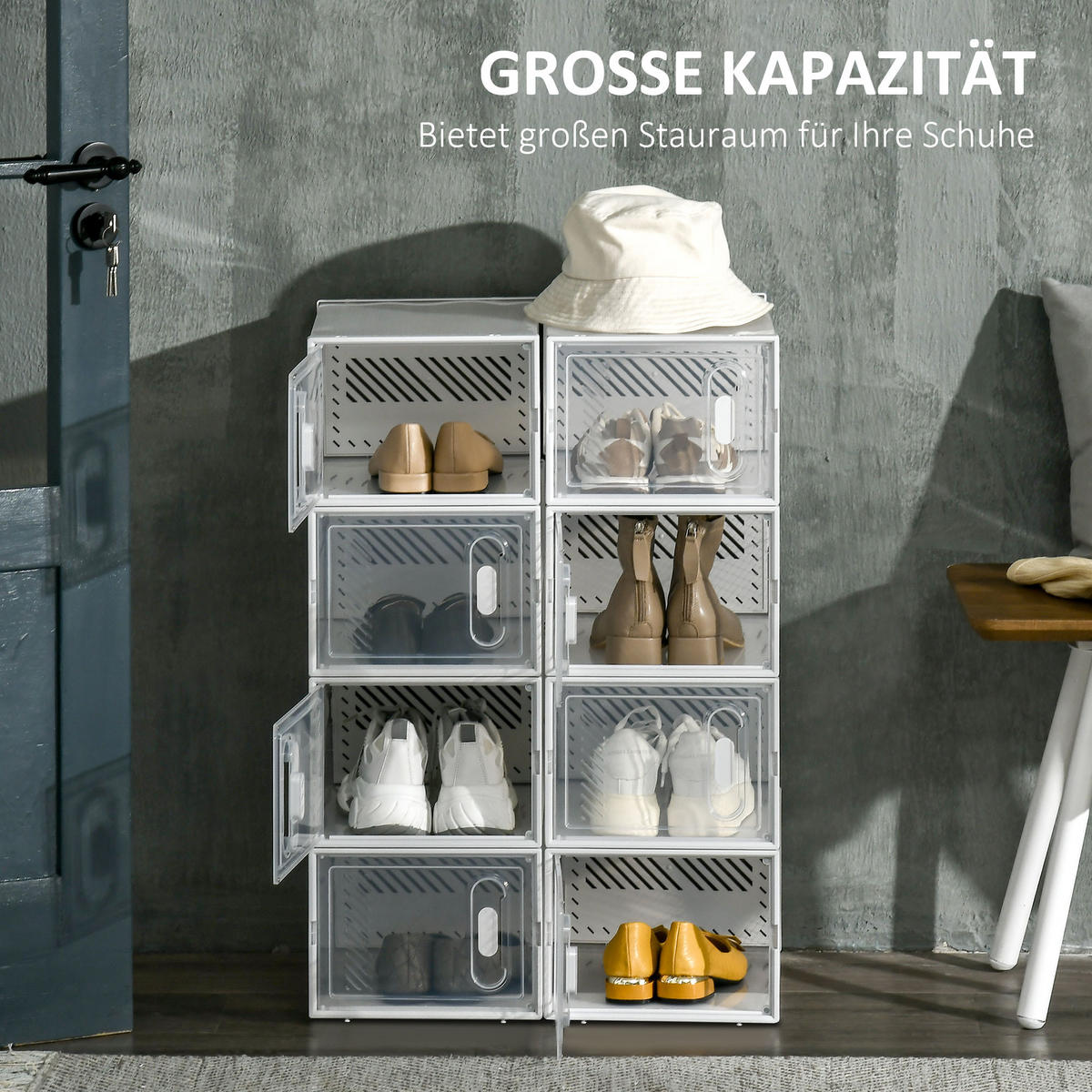 DIY Schuhbox, Kunststoff, Transparent - Transparent, Kunststoff (35/19/25cm) - HOMCOM
