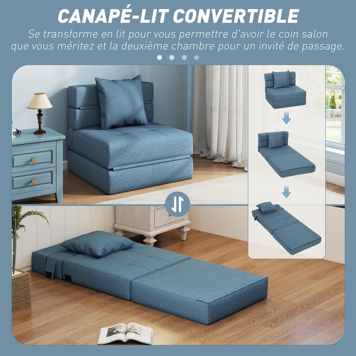 SCHLAFSESSEL DE-14622 mit abnehmbarem Kissenbezug Dunkelblau - Blau, Textil (70/61/70cm) - ComfortXL