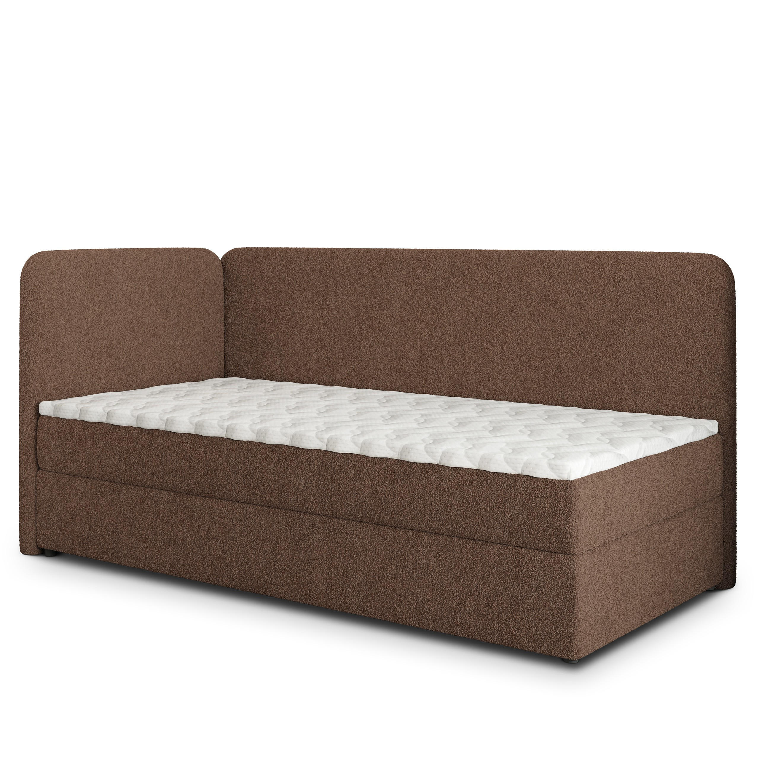 BOXBETT GINA 80x200 cm mit Matratze und Topper, H2+H3 - Braun - Braun, Holz (80/200cm) - MASSENO