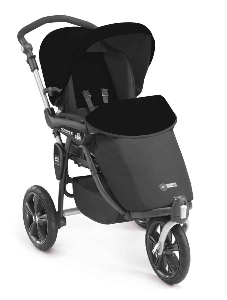KOMBI-KINDERWAGEN 3-in-1 Cortina X3 tris inkl. Babyschale, Fusssack & Wickeltasche - Schwarz, Kunststoff (61/118/119cm) - Cam il Mondo del Bambino S.p.A.