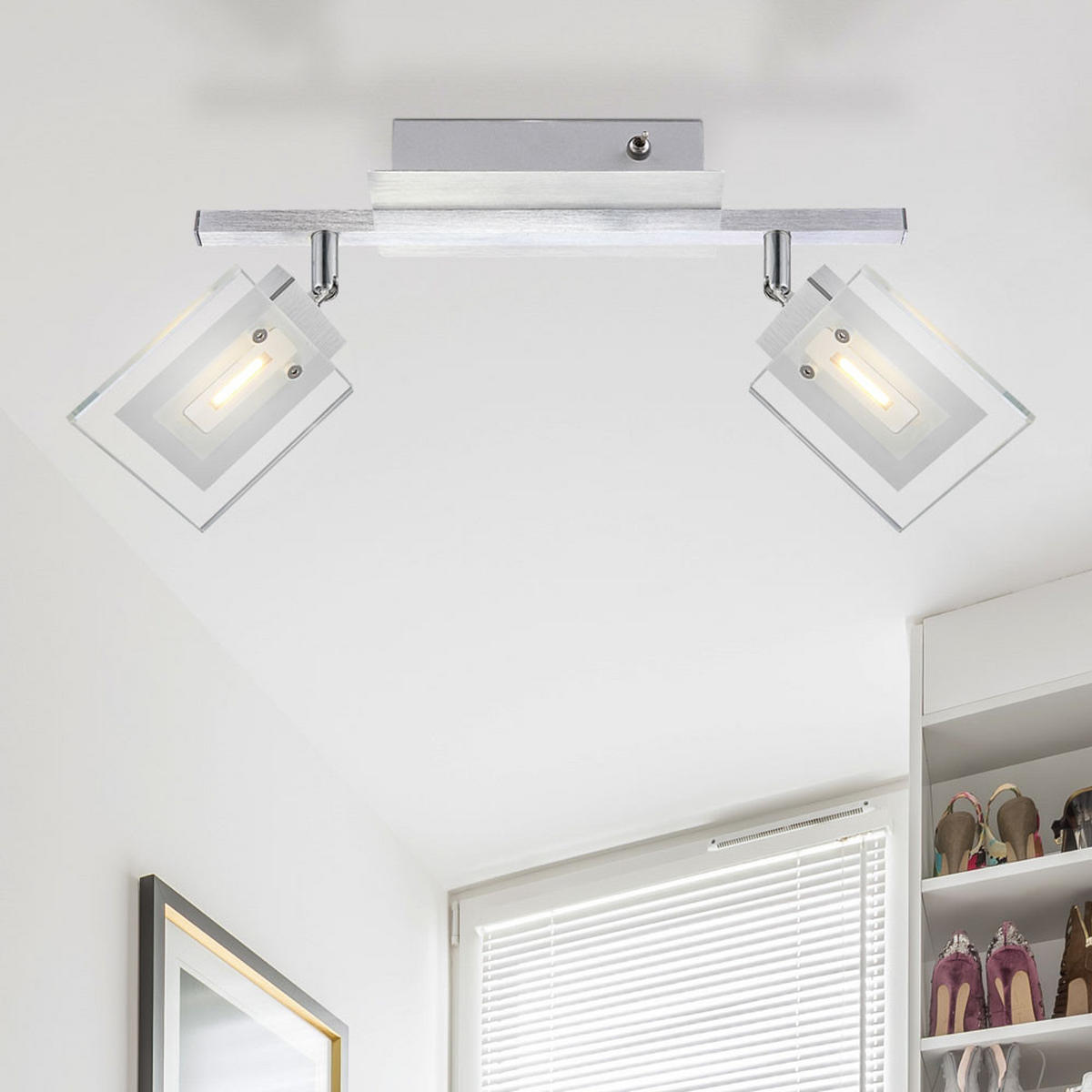 LED DECKENLEUCHTE AURELE Alu Chrom Silber - Silberfarben, Glas (34.5/10/20cm) - Globo Lighting