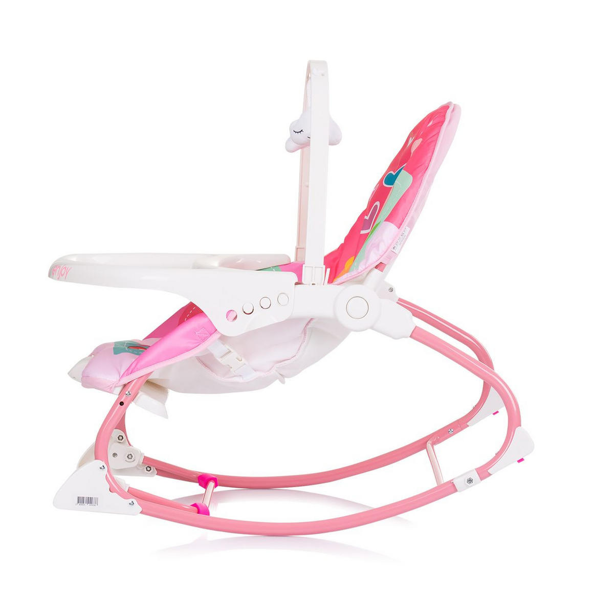 BABYWIPPE Enjoy rosa Schaukelfunktion, Musikfunktion, Vibration, 3-Punkt-Gurt, Spielbogen - Rosa, Metall - Chipolino