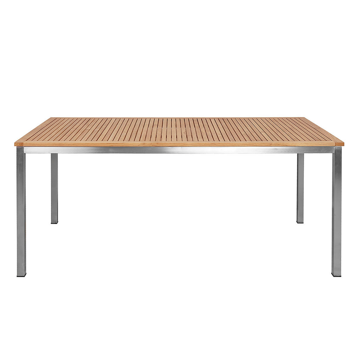 GARTENTISCH - Teak massiv / Edelstahl - Silberfarben/Braun, Holz/Metall (90/180/75cm) - home24