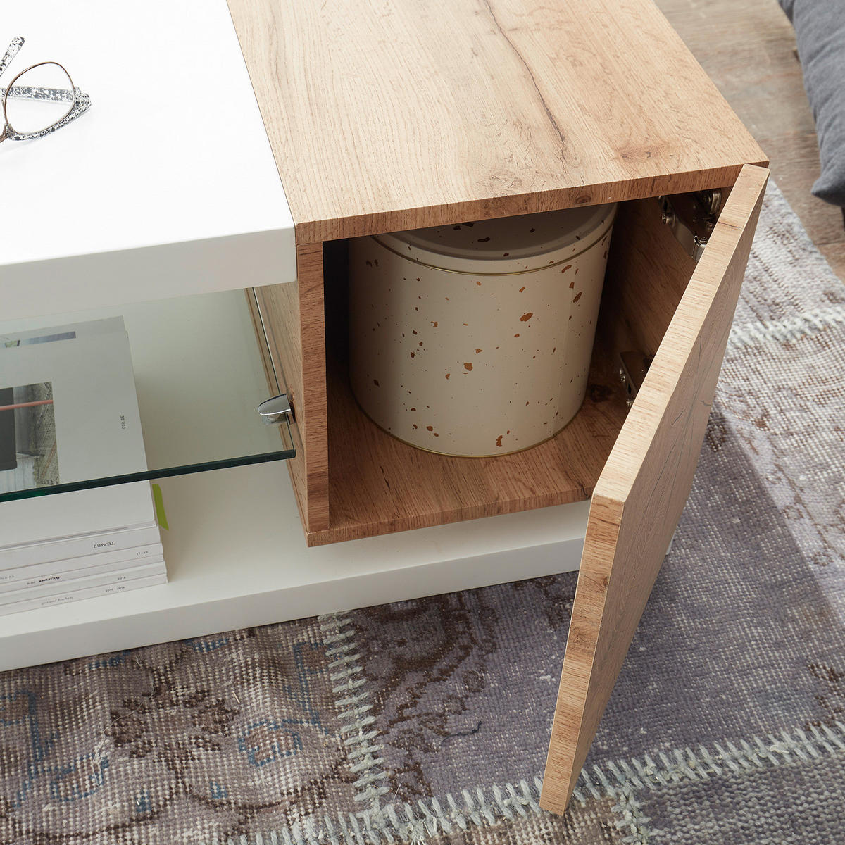 COUCHTISCH - Weiß / Eiche Dekor - Weiß/Braun, Holzwerkstoff (60/120/36cm) - home24