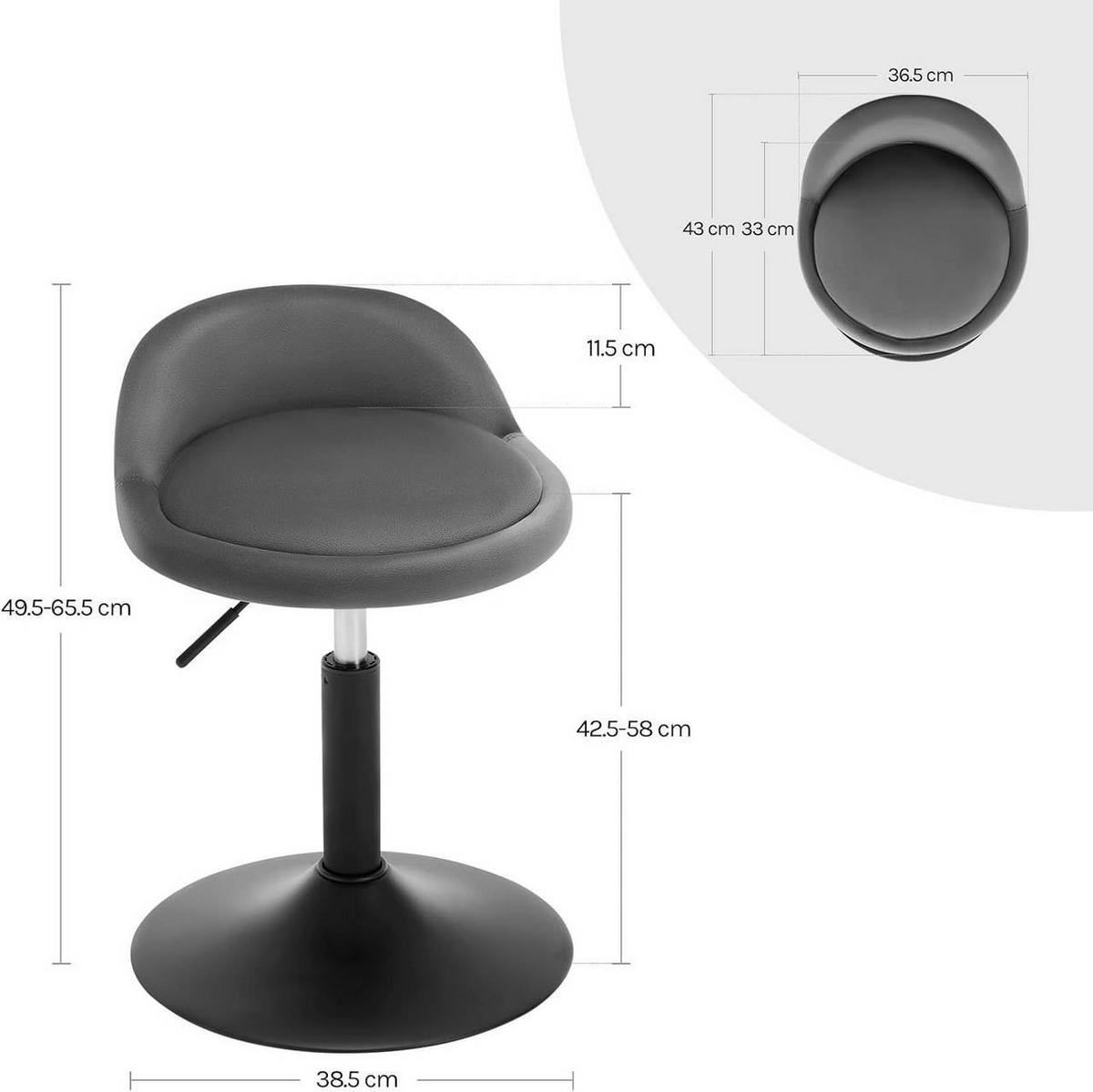 BARHOCKER 2er Set, Samt, Dunkelgrau+Schwarz - Dunkelgrau/Schwarz, Textil/Metall (38.5/49.5/43cm) - Woltu