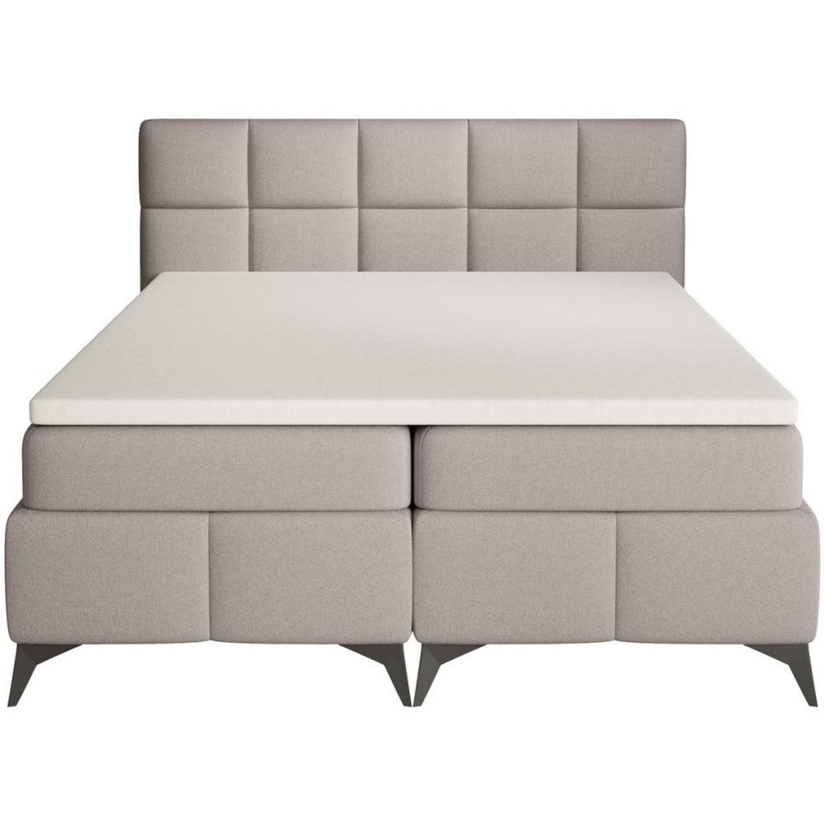 BOXBETT Solido mit Bettkasten 160x200 cm hellbraun - Hellbraun/Schwarz, Textil/Metall (160/200cm) - Beautysofa