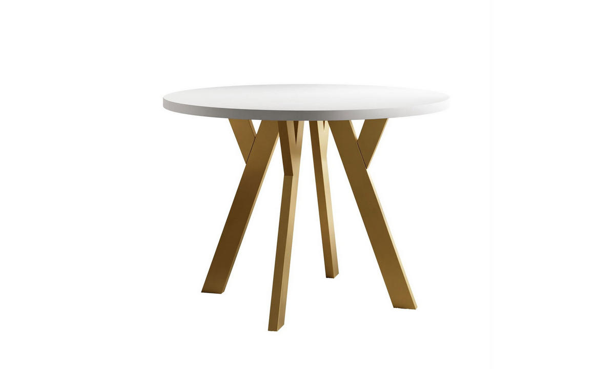 ESSTISCH VOLTA MATT 100/100/72,5 cm Tischplatte: Weiß matt; Gestell: Golden - Goldfarben/Weiß, Holzwerkstoff/Metall (100/100/72.5cm) - Lookway