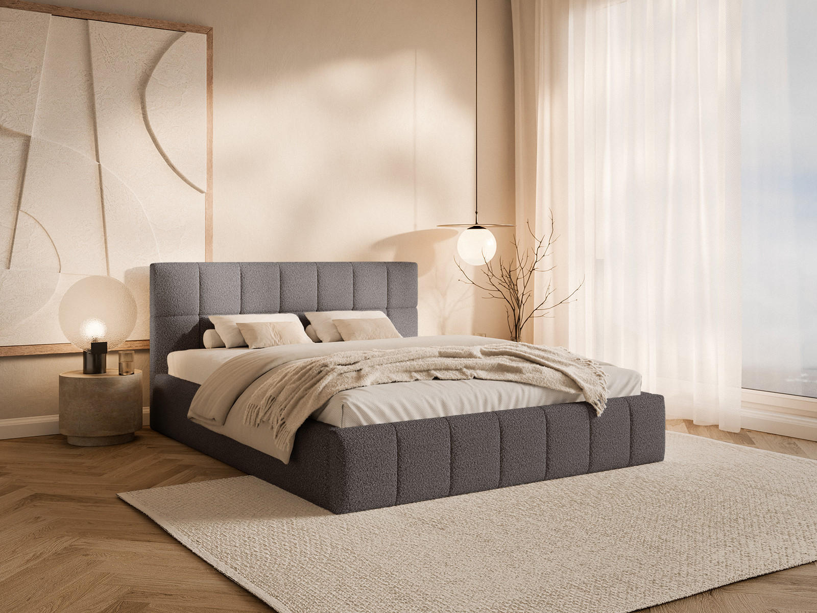 POLSTERBETT Moura 120x200 cm, Dunkelgrau - Dunkelgrau, Textil (120/200cm) - Fedve