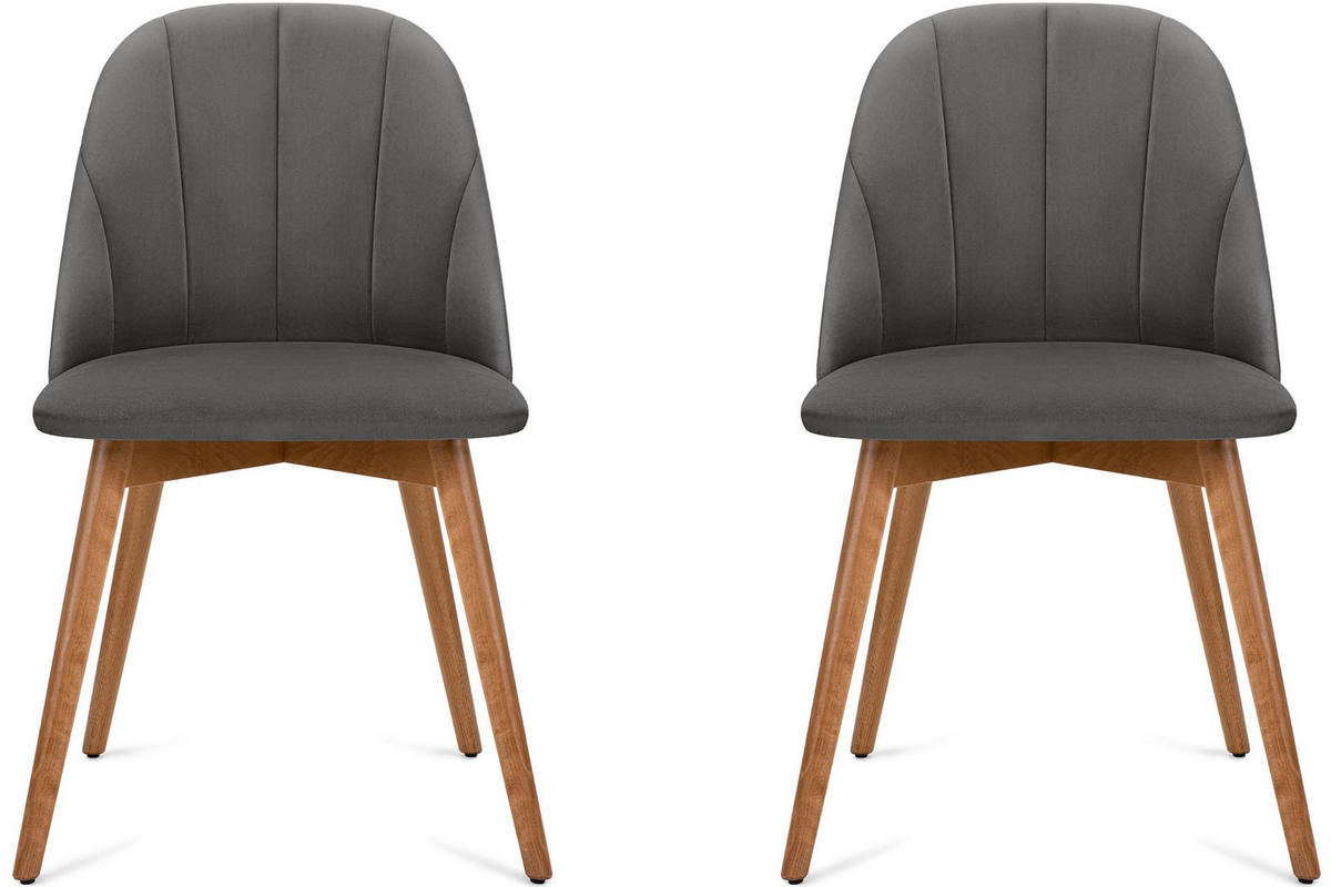 ESSZIMMERSTÜHLE BAKERI (2er-Set), grau / Eiche hell - Eichefarben/Grau, Holz/Buchenholz (48/86/44cm) - KONSIMO®