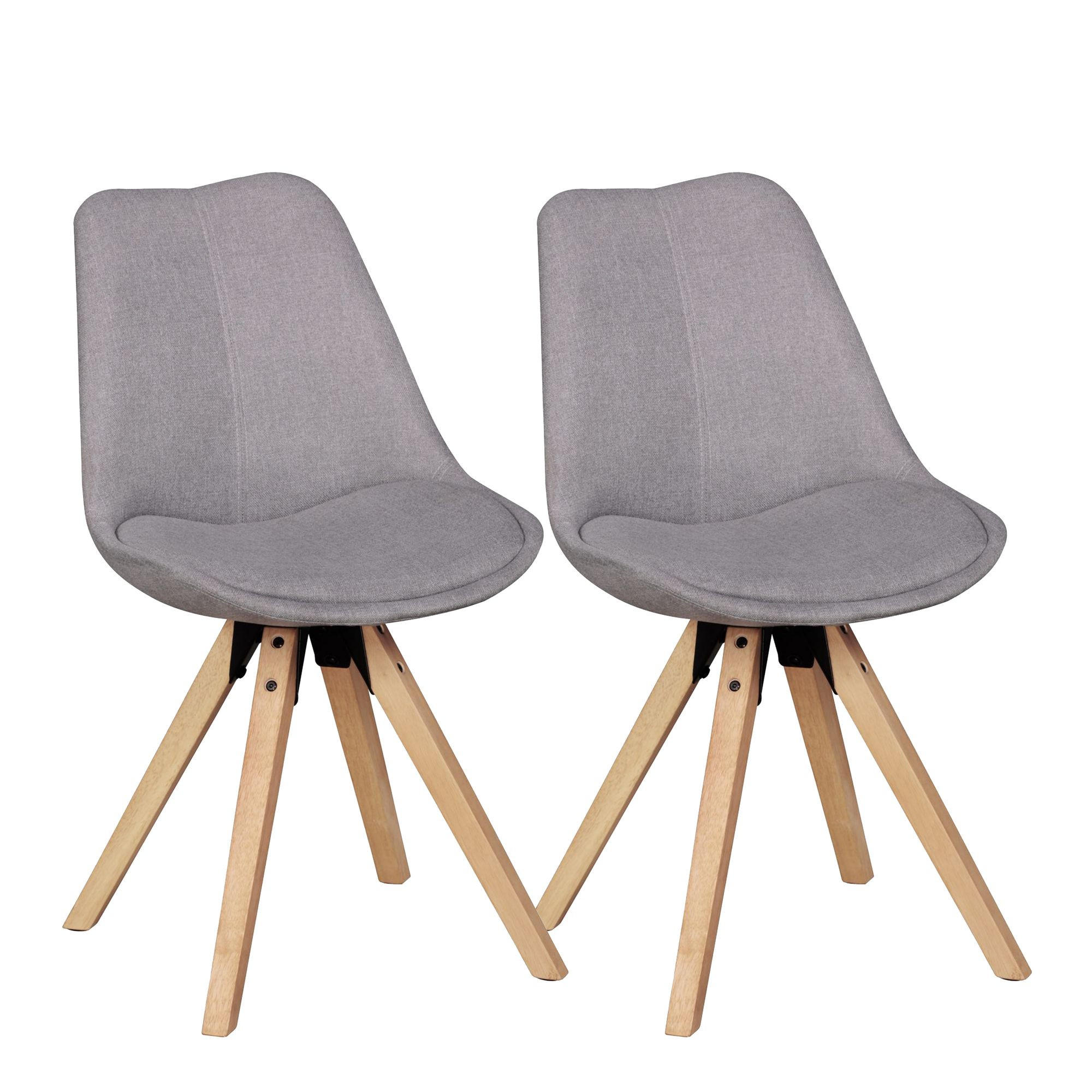 ESSZIMMERSTUHL 2er Set Stoffbezug mit Holzgestell Rückenlehne Retro gepolstert, Grau 49x52x87 cm - Braun/Grau, Holz/Textil (49/87/52cm) - KADIMA DESIGN
