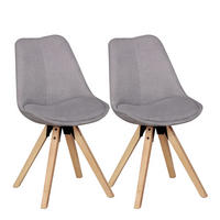 ESSZIMMERSTUHL 2er Set Stoffbezug mit Holzgestell Rückenlehne Retro gepolstert, Grau 49x52x87 cm - Braun/Grau, Holz/Textil (49/87/52cm) - KADIMA DESIGN