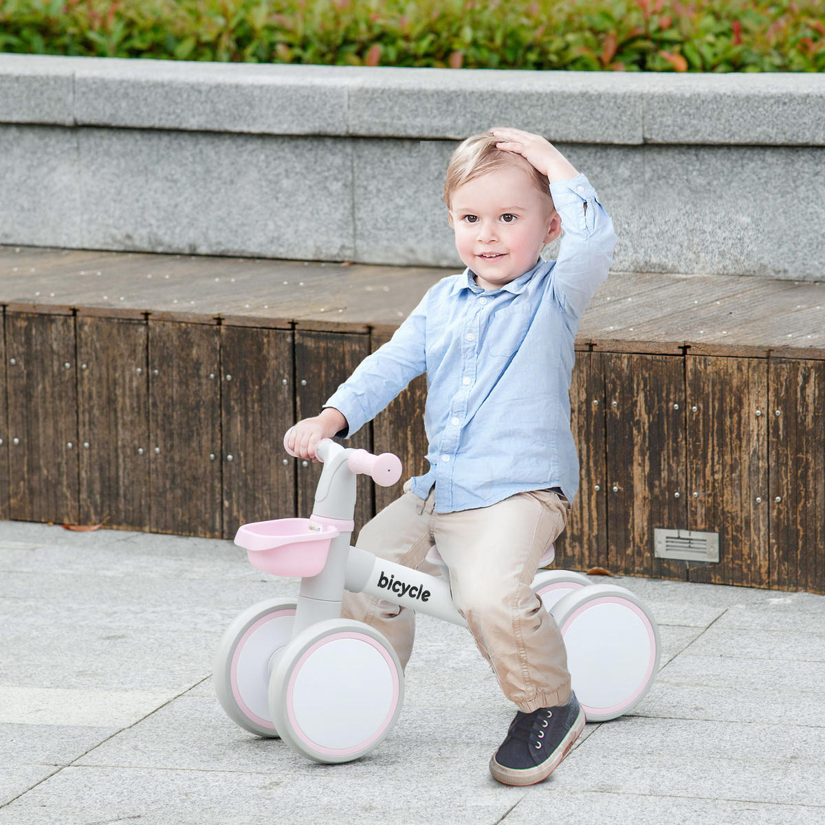 KINDER Laufrad Lauffahrrad ab 1 Jahr mit TPU-Rädern keine Schrauben Rosa+Weiß - Rosa, Metall (56/27/39cm) - AIYAPLAY