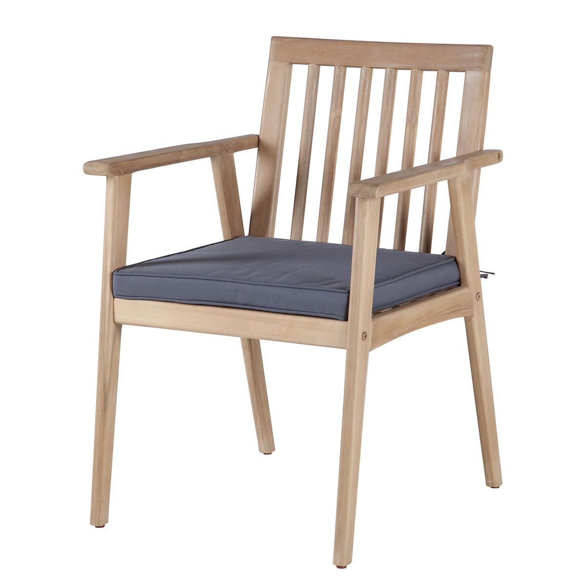 GARTENESSGRUPPE - Akazie massiv / Polyester - Braun / Grau - 3-teilig - Braun/Grau, Holz/Textil - home24