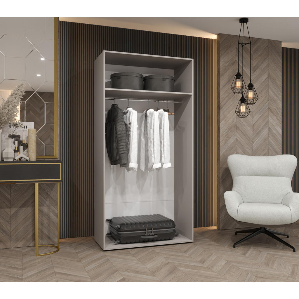 Thumbnail - Möbel Kryspol Drehtürenschrank, Schwarz, Kaschmir, Holz, Nachbildung, 1 Fächer, Rechteckig, 100x202x52 cm, Schlafzimmer,...