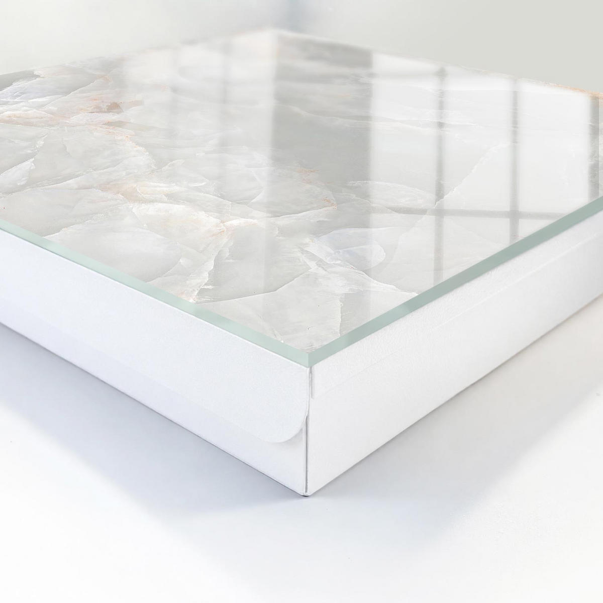 SCHLÜSSELBOX Weiß 30x30 cm – Türöffnung nach rechts - Neutrale Eleganz - Weiß, Metall (30/30/5cm) - TULUP