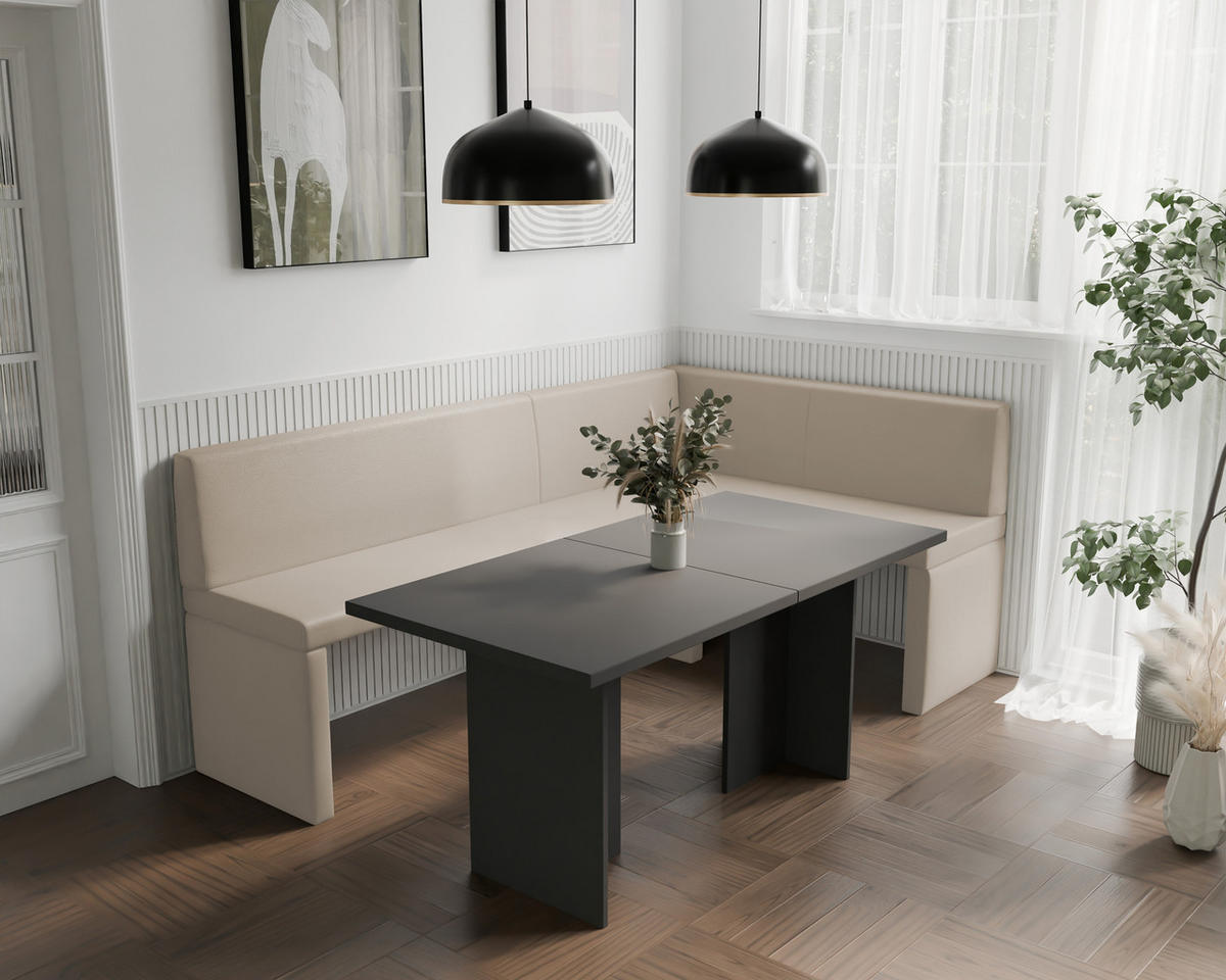 ECKBANK rechts OWEN Kunstleder, 128/168 cm Beige - Beige, Holz/Kunststoff (128/168cm) - Idohome