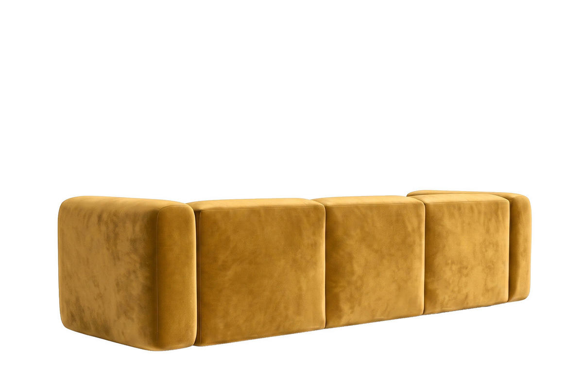 SOFA 3-Sitzer, Velvet-Stoff Bluvel, Golden, GRETA - Goldfarben, Holz (319/70/89cm) - Kaiser Möbel