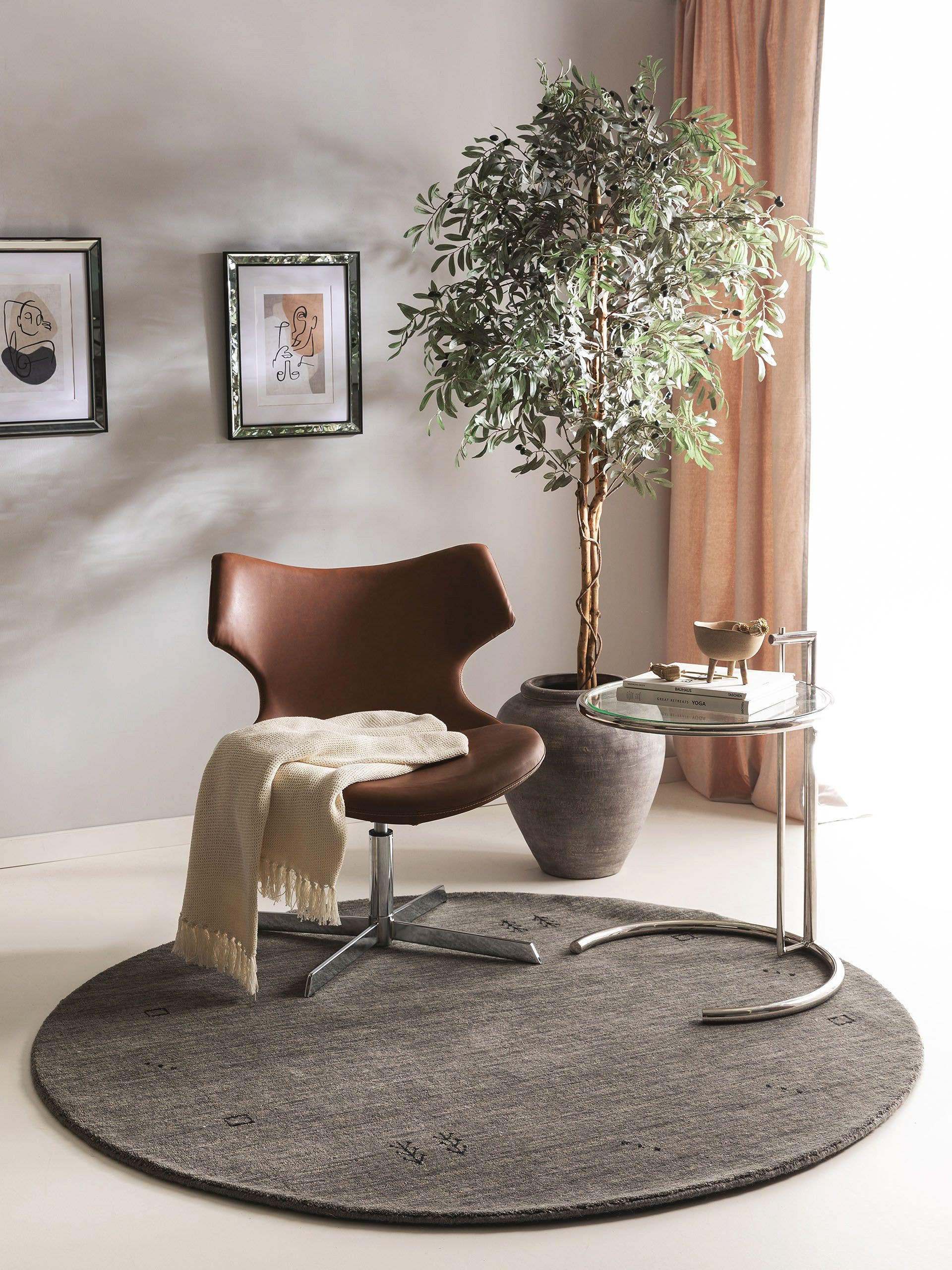 WOLLTEPPICH rund Jamal Grau ø 160 cm rund - Grau, Textil (160/160cm) - benuta Nest