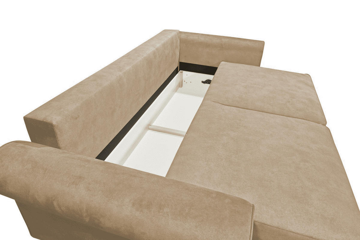 2-SITZER mit Schlaffunktion und Bettkasten - Beige/Bernsteinfarben, Kunststoff/Textil (252/102/115cm) - ed exciting design