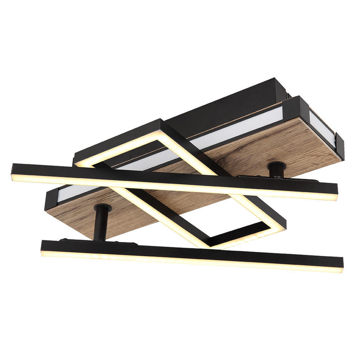 LED DECKENLEUCHTE Holzoptik Schwarz - Schwarz, Metall (68/22/11.5cm) - Globo Lighting