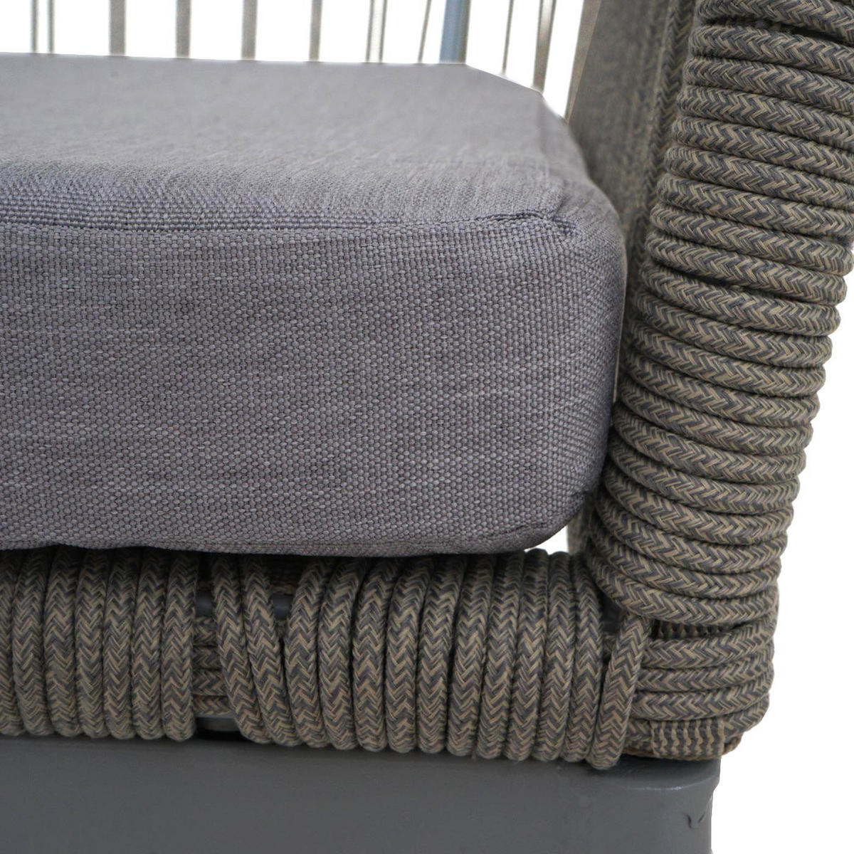 GARTENSTUHL 2er-Set HxBxT 92x51x53cm Sitzhöhe 76cm Seilgeflecht Metall Hellgrau Kissen Hellgrau - Hellgrau, Metall (51/92/53cm) - PROREGAL