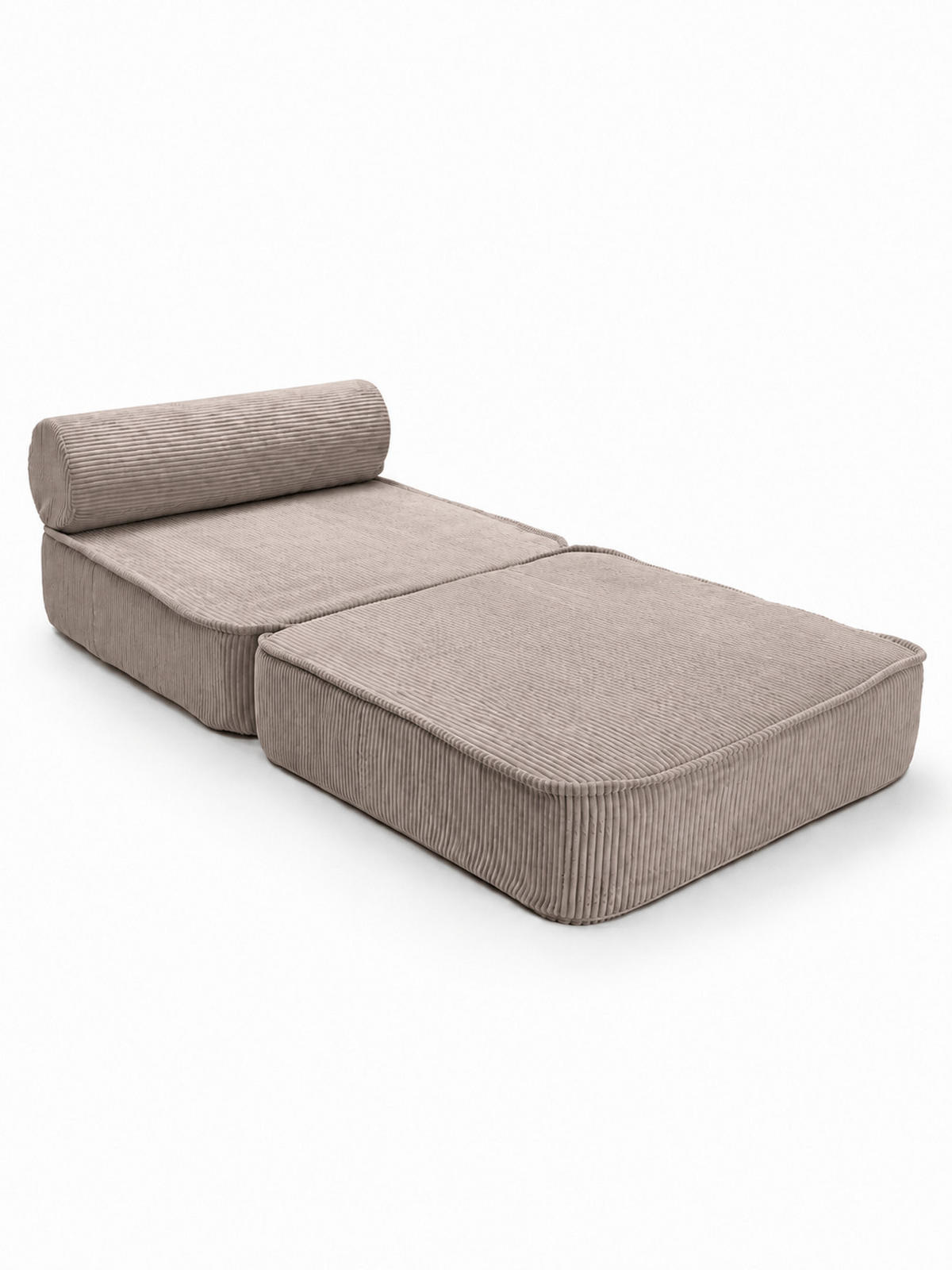 SCHLAFSESSEL ausklappbar, modularer Bodensessel mit Rückenrolle in Taupe - Taupe, Textil (80/62/95cm) - SURB