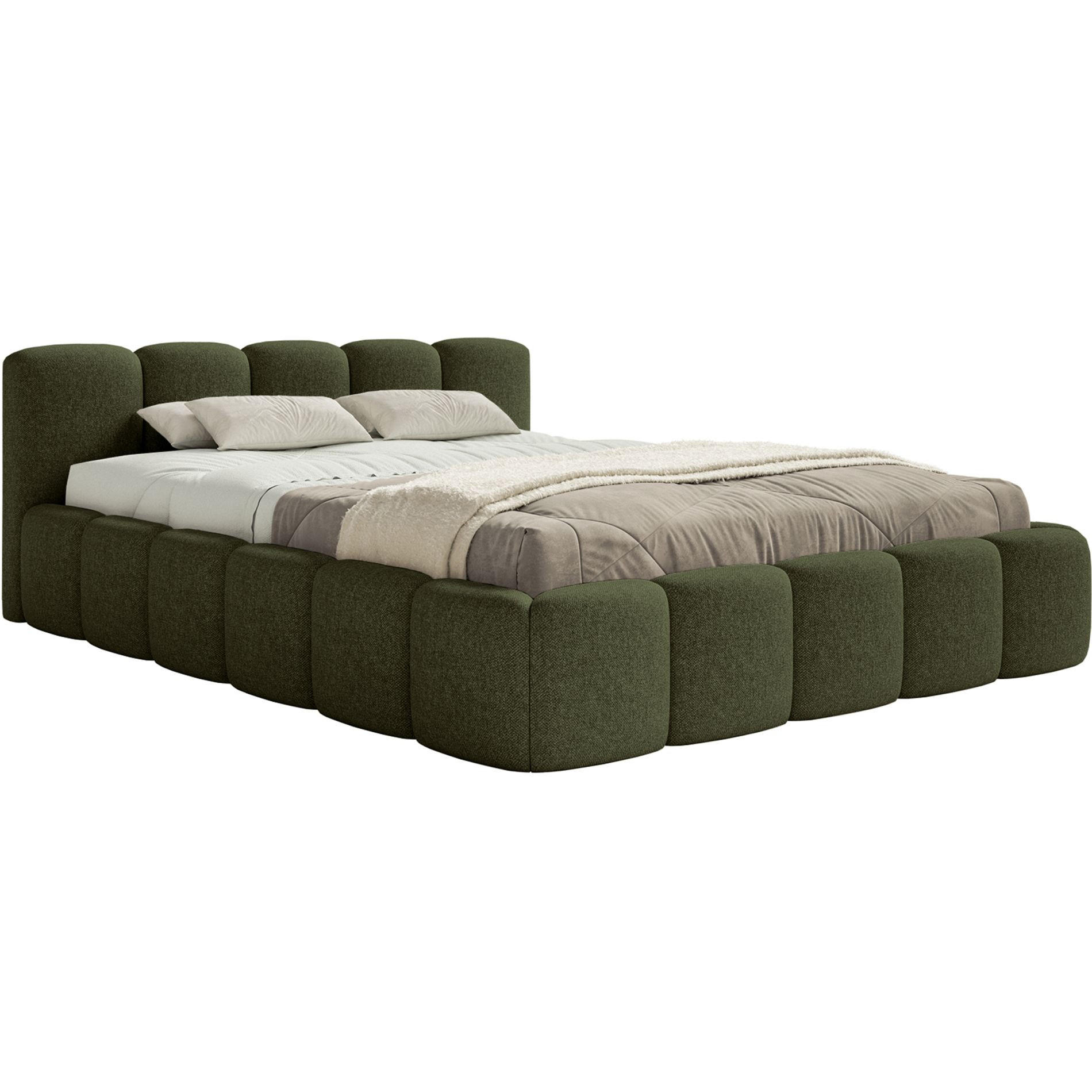 POLSTERBETT Cloudy Low Olive Chenillebezug 200x200 - Olivgrün, Textil (200/200cm) - Selsey