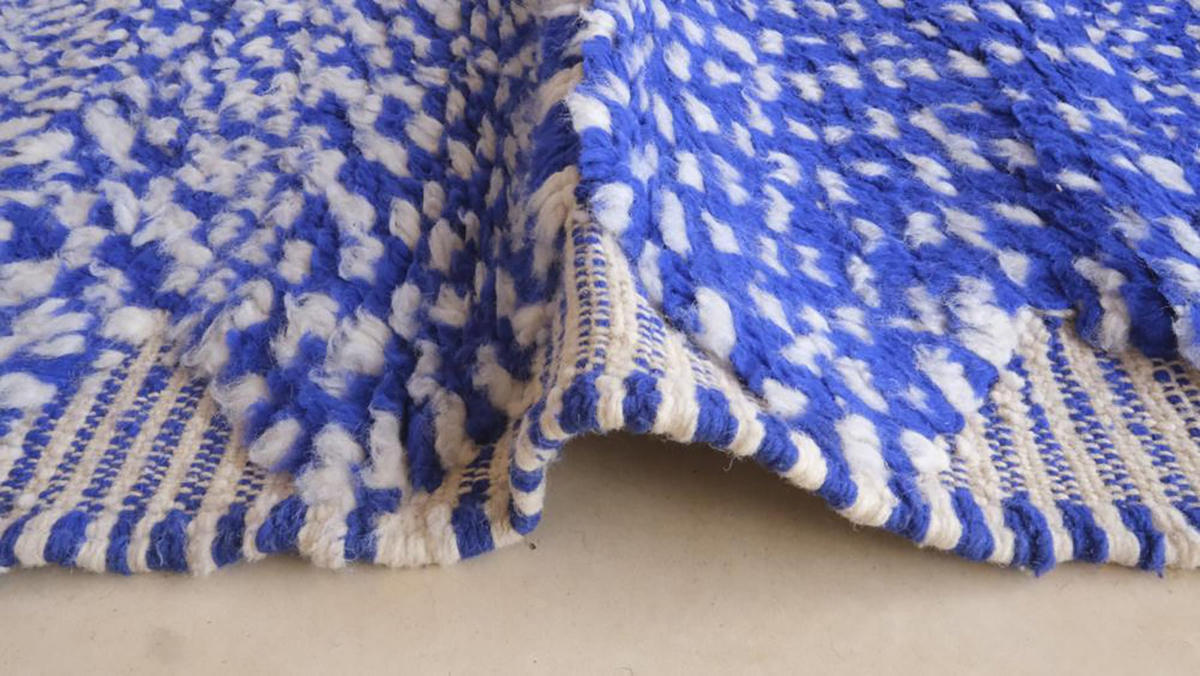 BERBERTEPPICH grafisch und modern aus Wolle 200x 300 cm - Blau, Naturmaterialien (200/300cm) - AFK Living