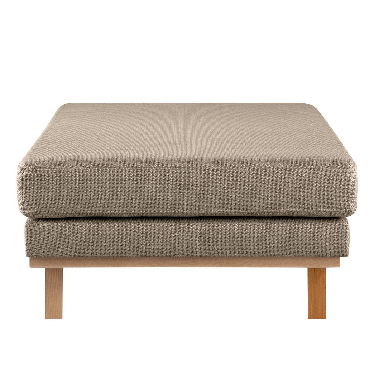 POLSTERHOCKER - Taupe/Buchefarben, Buchenholz/Textil (85/43/60cm) - home24