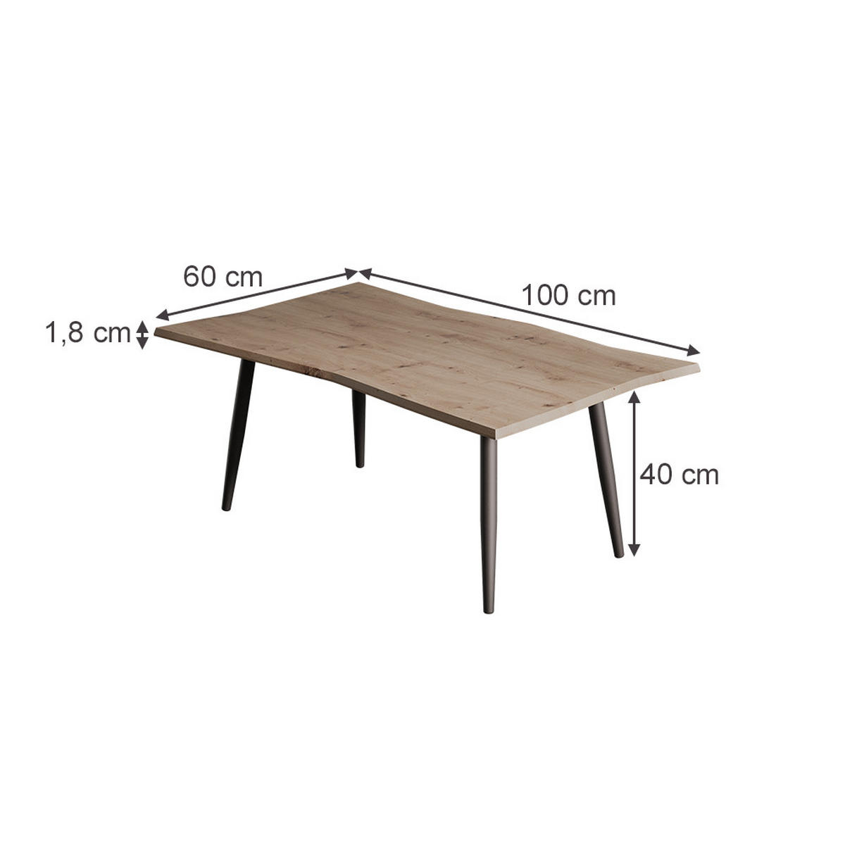 COUCHTISCH Yan Artisan 100 x 60 cm - Hellgrau, Holzwerkstoff (60/100/40cm) - Vicco