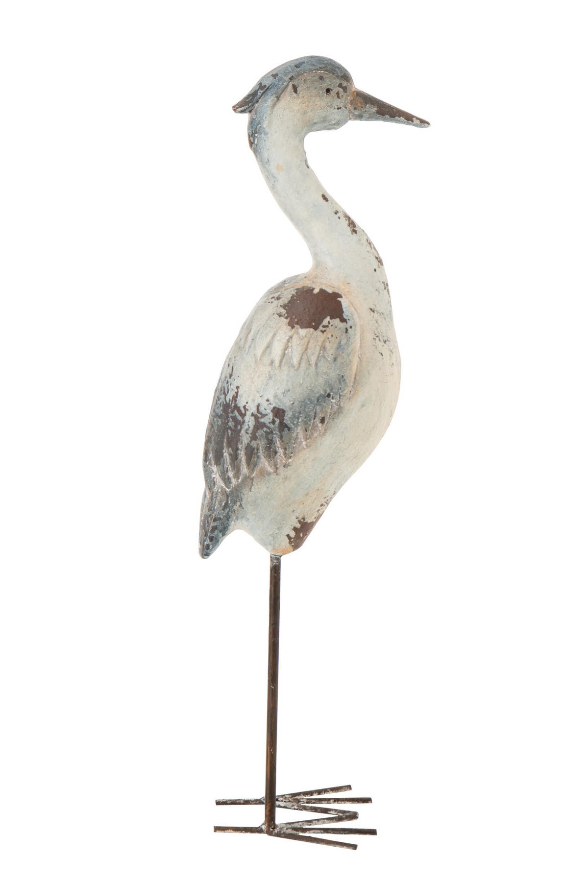 DEKOOBJEKT VOGEL ANTIK AUßEN - Blau, Glas/Naturmaterialien (14/74/20cm) - J-Line