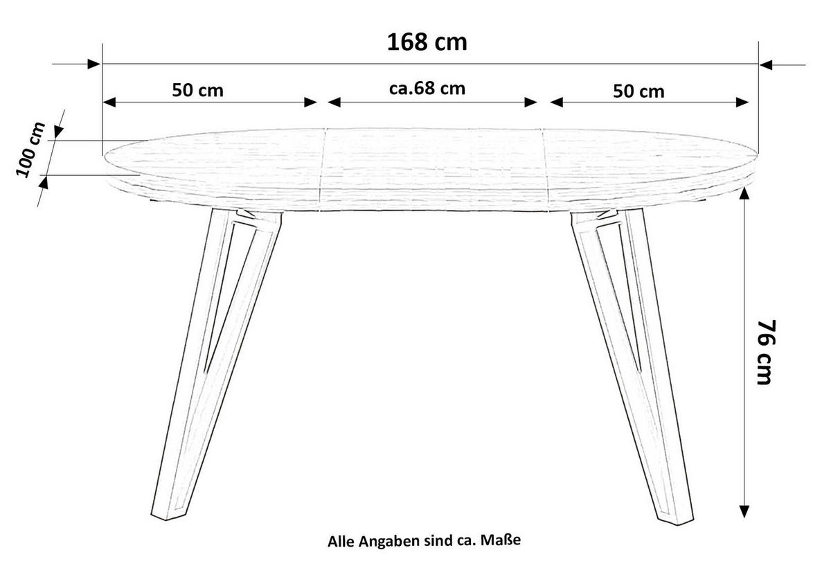 ESSTISCH Galaxy Eiche Artisan / Schwarz 100-168 / 100 / 76cm - Schwarz/Braun, Holz/Holzwerkstoff (100/168/76cm) - Feldmann-Wohnen