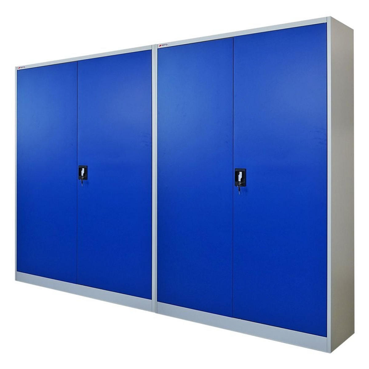 FLÜGELTÜRENSCHRANK Elephant 2er Set Stahl komplett montiert 180x120x40cm Blau/Lichtgrau - Blau/Schwarz, Metall (240/180/40cm) - PROREGAL