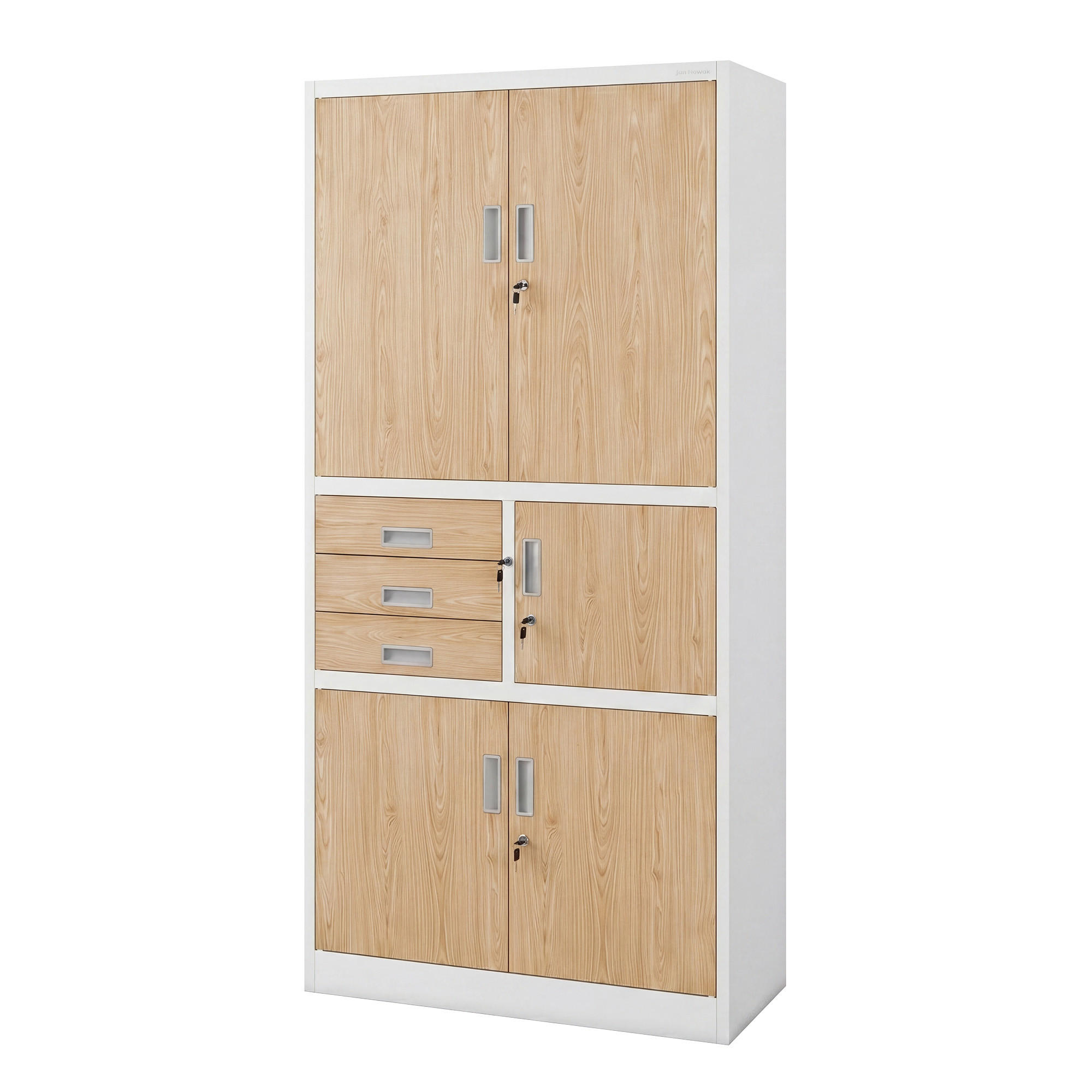 AKTENSCHRANK FILIP II 185x90x40 cm - Weiß/Sonoma Eiche, Metall (90/185/40cm) - Jan Nowak