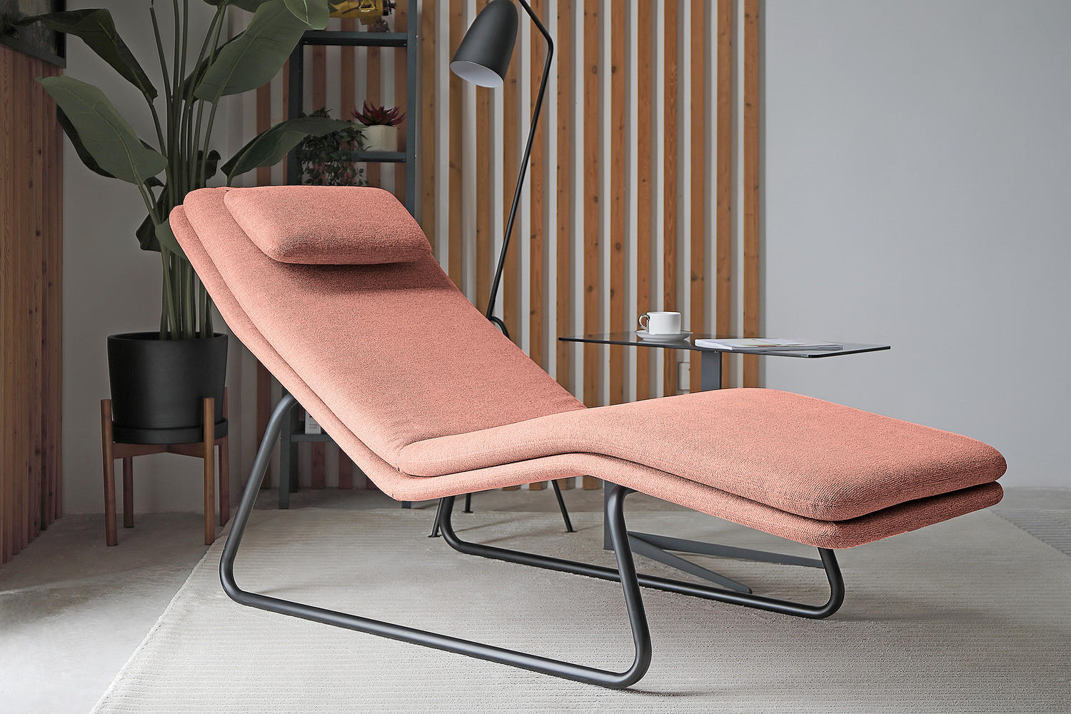 RELAXLIEGE - Webstoff - Koralle/Schwarz, Textil (70/88/168cm) - home24