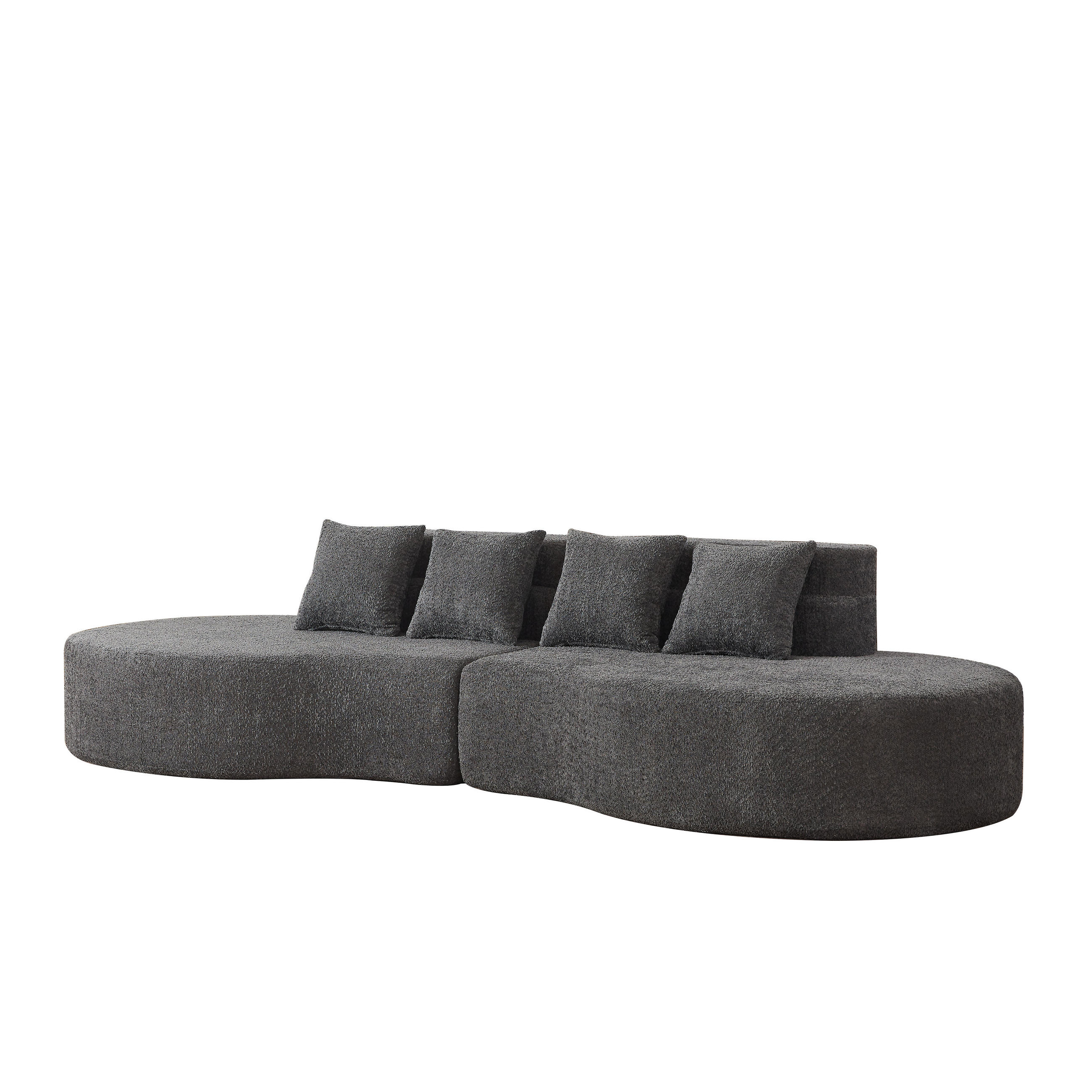 4-SITZER SOFA Chenille Grau Modulares 2-teiliges Design - Grau, Textil (310/65/110cm) - WISHDOR
