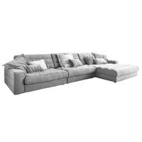 ECKSOFA XL LANA Hellgrau Cord - Hellgrau/Schwarz, Textil (416/205cm) - KAWOLA