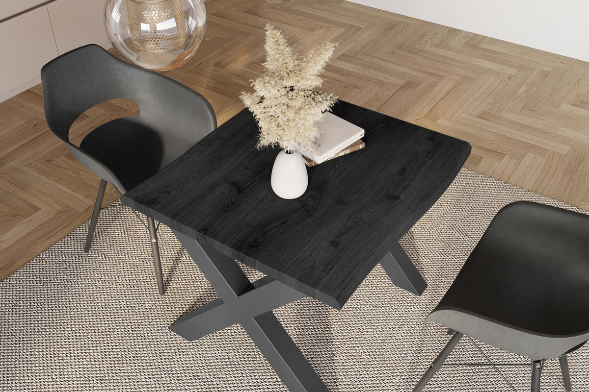 ESSTISCH JULIUS X - Dunkelgrau/Schwarz, Holz (80/80/77cm) - SAM