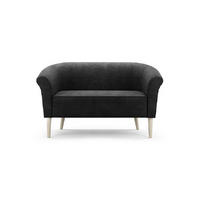 SOFA Pero Schwarz, Buchenholz Beine, Sofa im skandinavischen Stil - Buchefarben/Schwarz, Holzwerkstoff (132/70/57cm) - Bettso