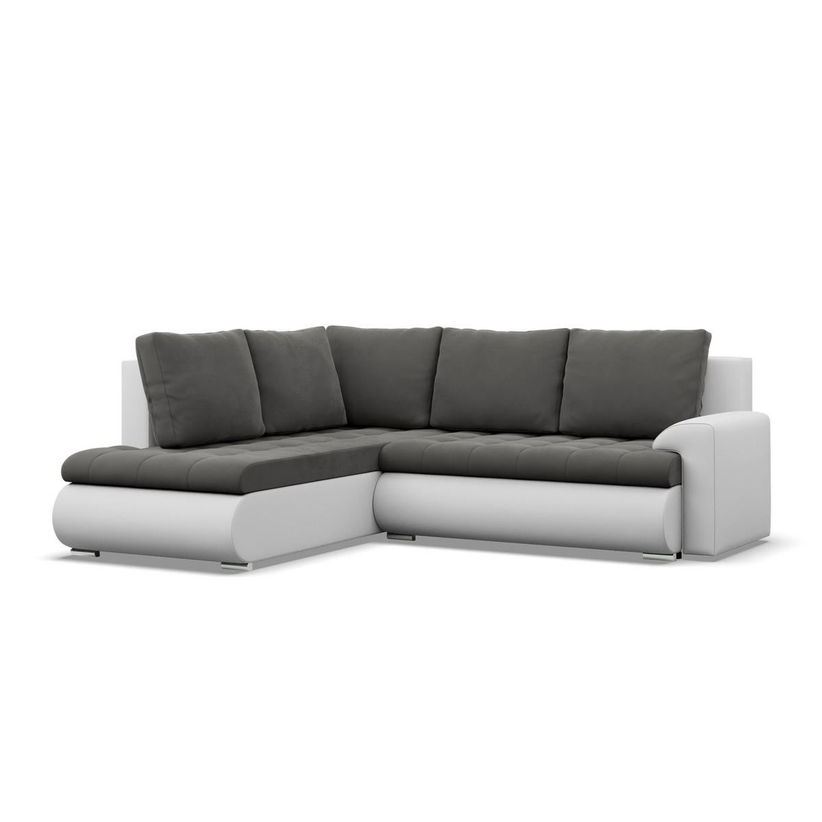 ECKSOFA LINKS MIT SCHLAFFUNKTION FORESTA, Dunkelgrau + Grau - Dunkelgrau/Hellgrau, Textil (230/200cm) - Mebligo