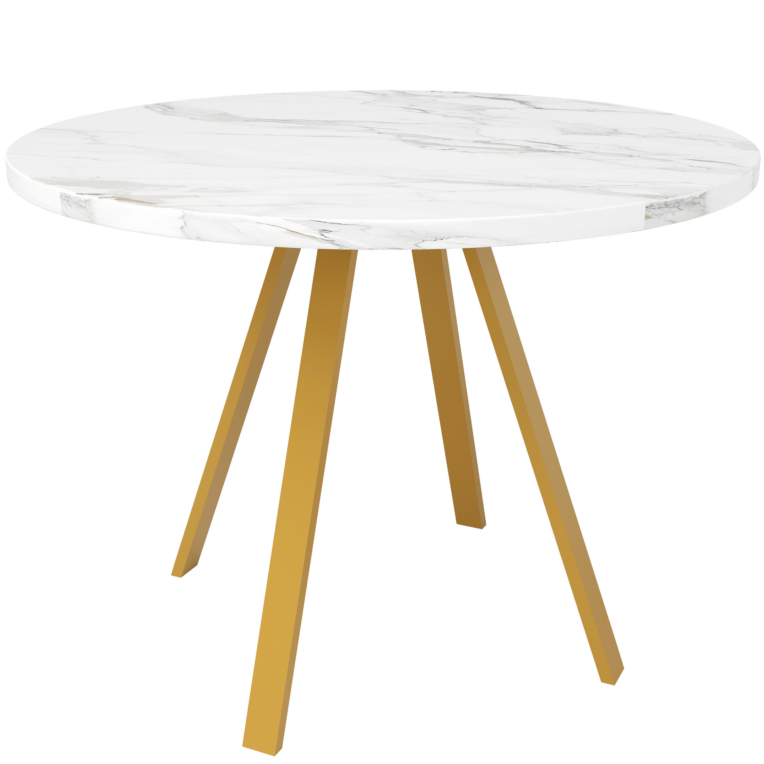 Urban Meuble JÍDELNÍ STŮL kulatý, vzhled mramoru a zlato, Ø 80 cm pro 4 osoby